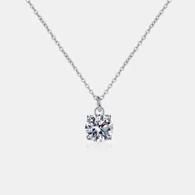1 Carat Moissanite 925 Sterling Silver Necklace Silver One Size Moissanite - Tophatter Daily Deals